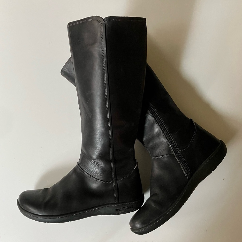 BIRKENSTOCK Farmington Boots in Black | Tall Knee-High Leather Boots | Size 8.5